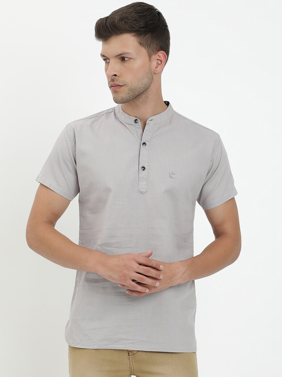 

V2 Value & Variety Men Grey Thread Work Kurta