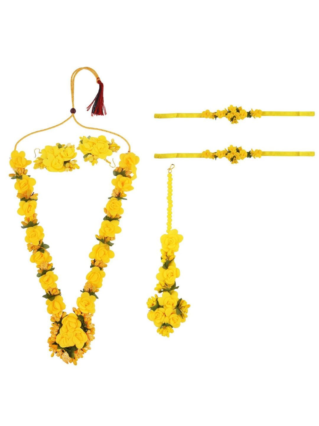 

Efulgenz Yellow Floral Studded Handcrafted HaldiJewellery Set