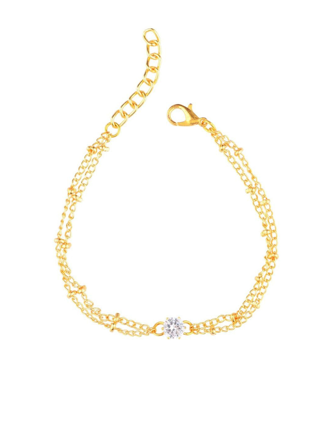 

Efulgenz Women Gold-Plated & Silver-Toned Cubic Zirconia Charm Bracelet