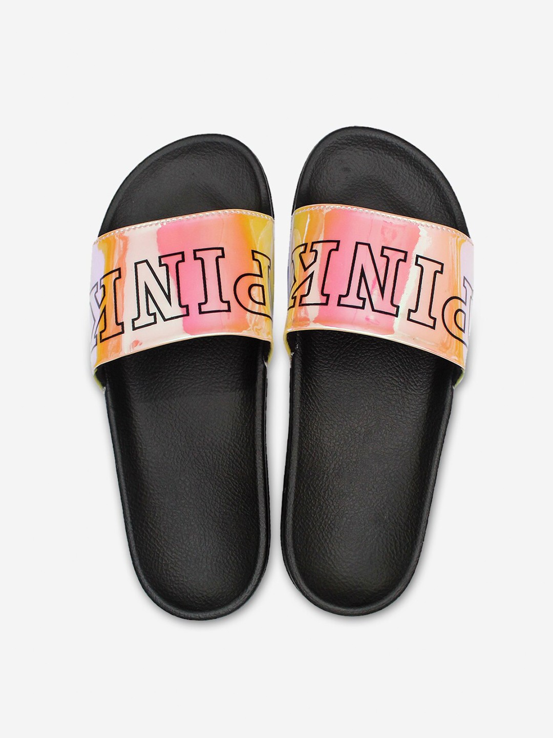 

ADIVER Women Black & Pink Printed Sliders