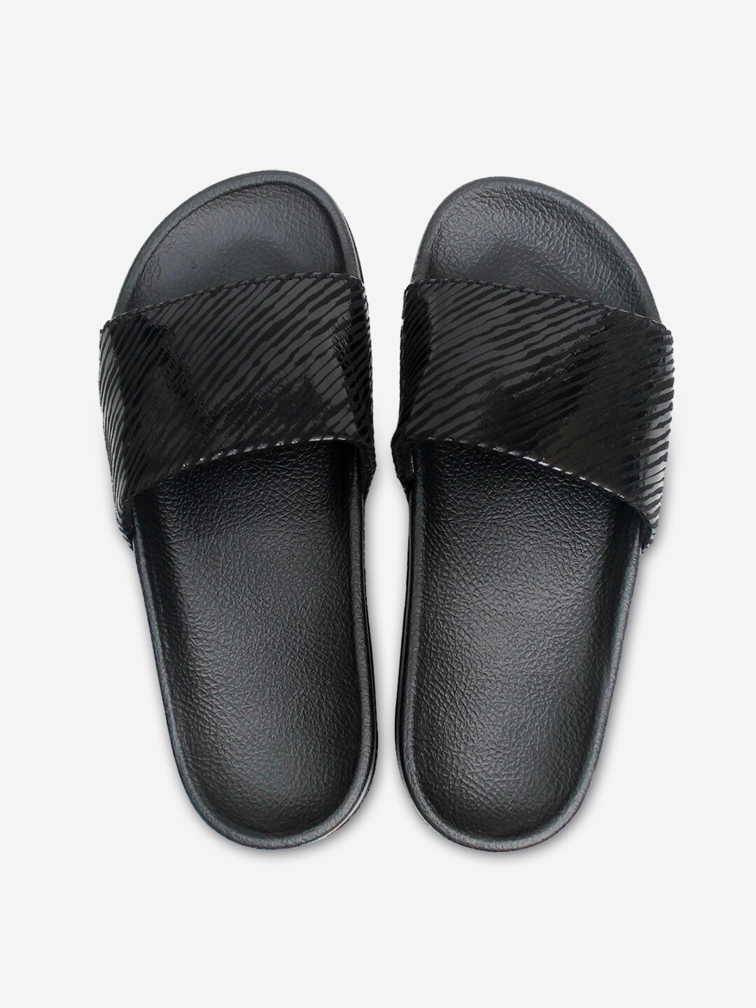 

ADIVER Women Black Solid Fabric Sliders
