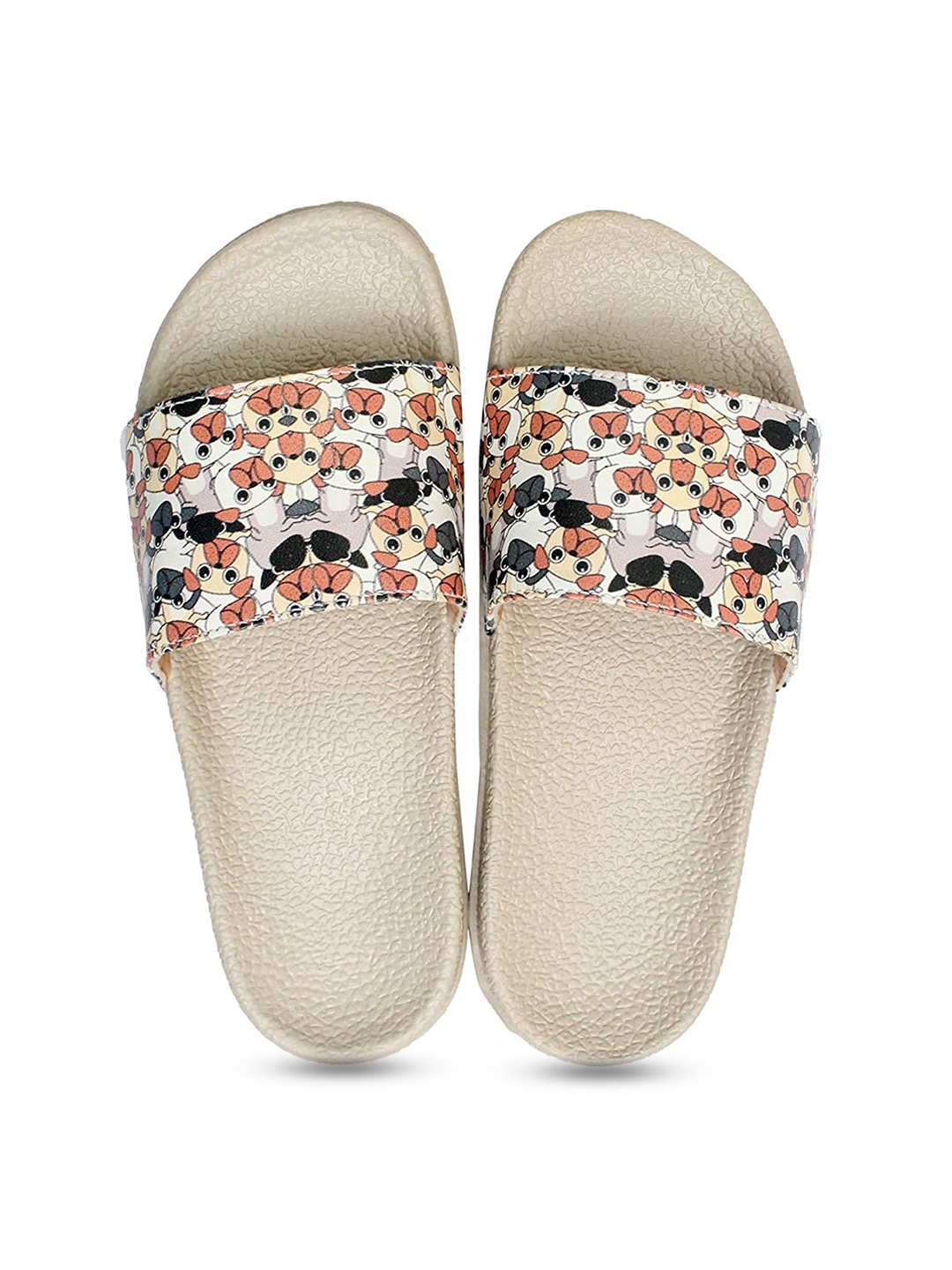 

ADIVER Women Beige & Brown Printed Sliders