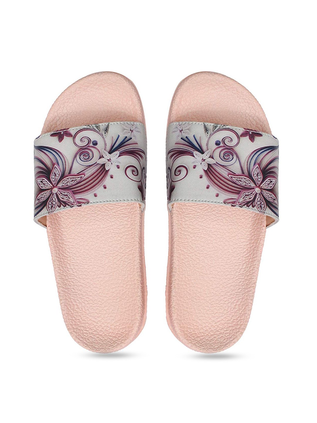 

ADIVER Women Pink & Blue Printed Sliders