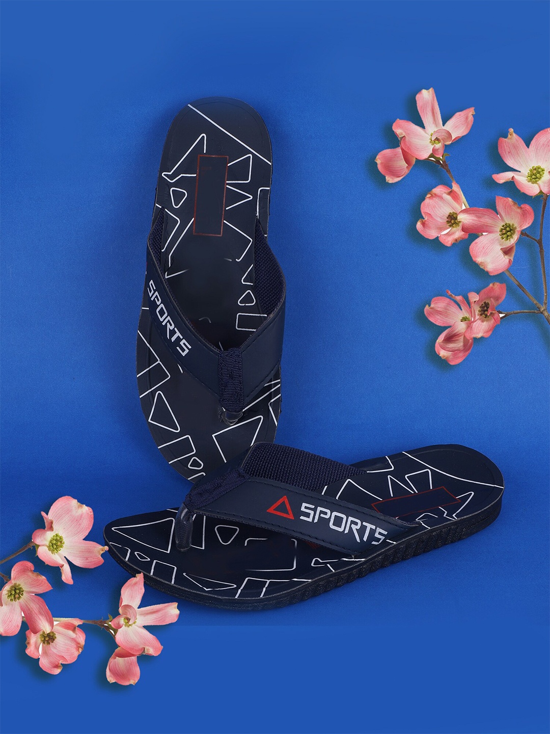 

FABBMATE Men Blue & White Printed Thong Flip-Flops