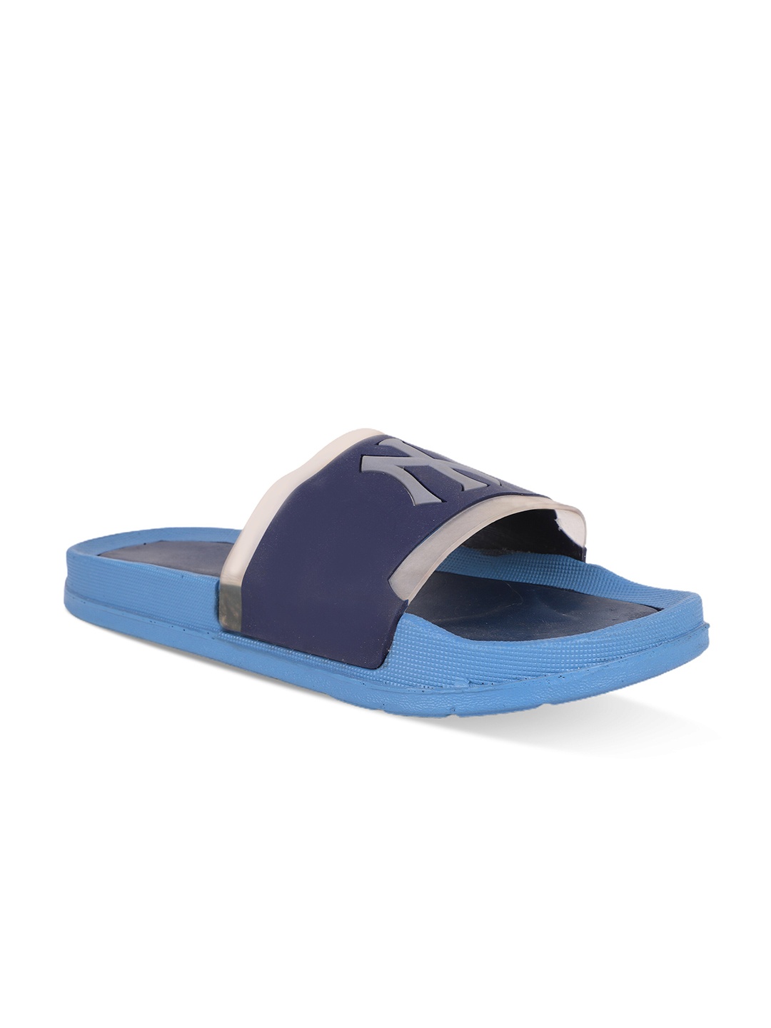 

FABBMATE Men Blue & Grey Printed Sliders