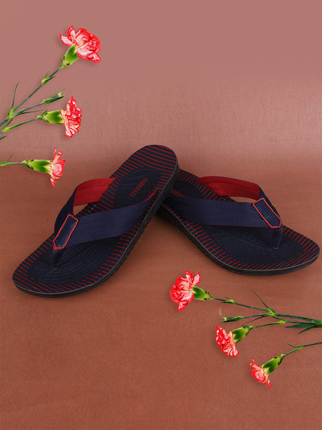 

FABBMATE Men Red & Blue Printed Thong Flip-Flops