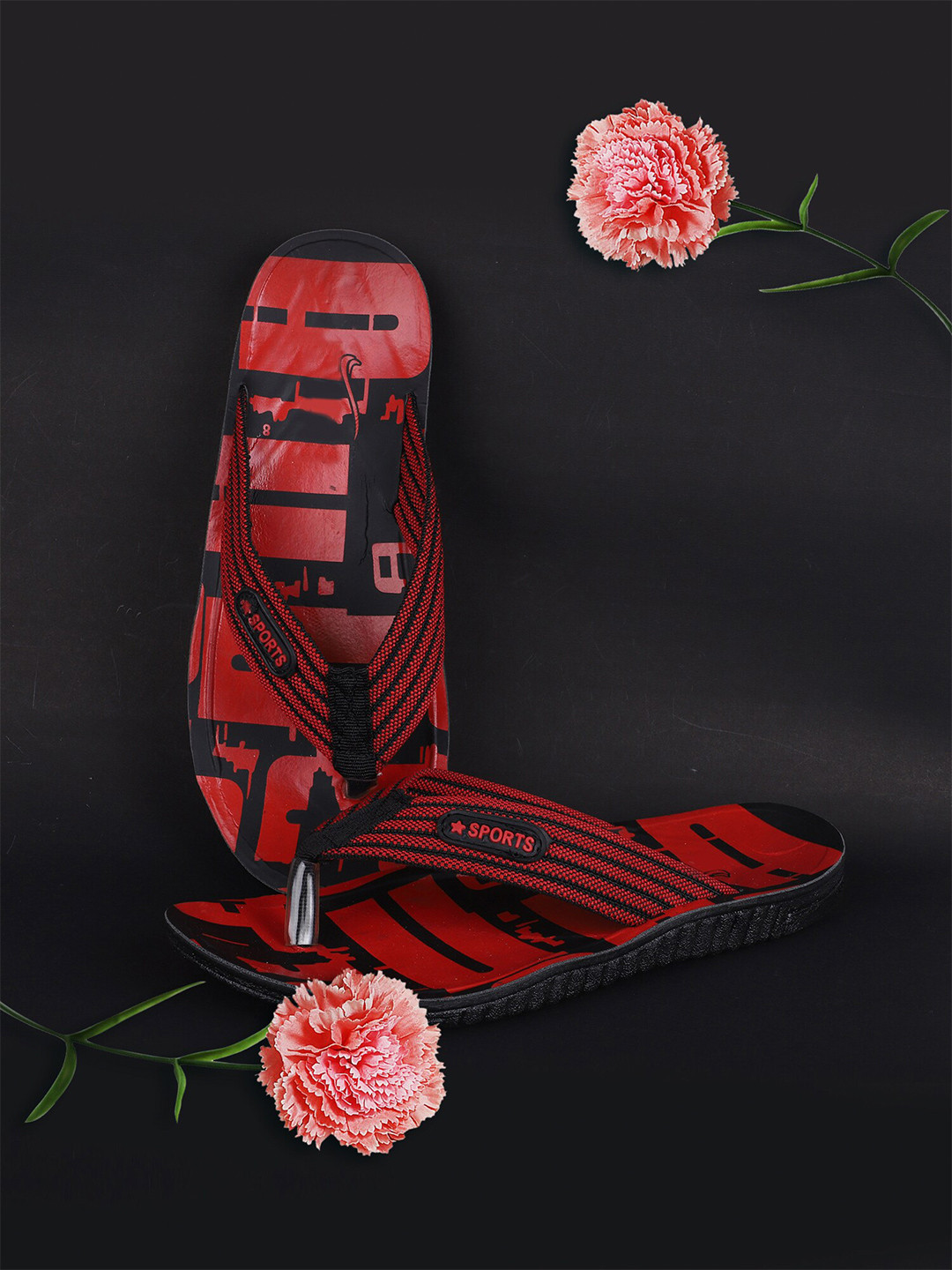 

FABBMATE Men Red & Black Printed Slip-On
