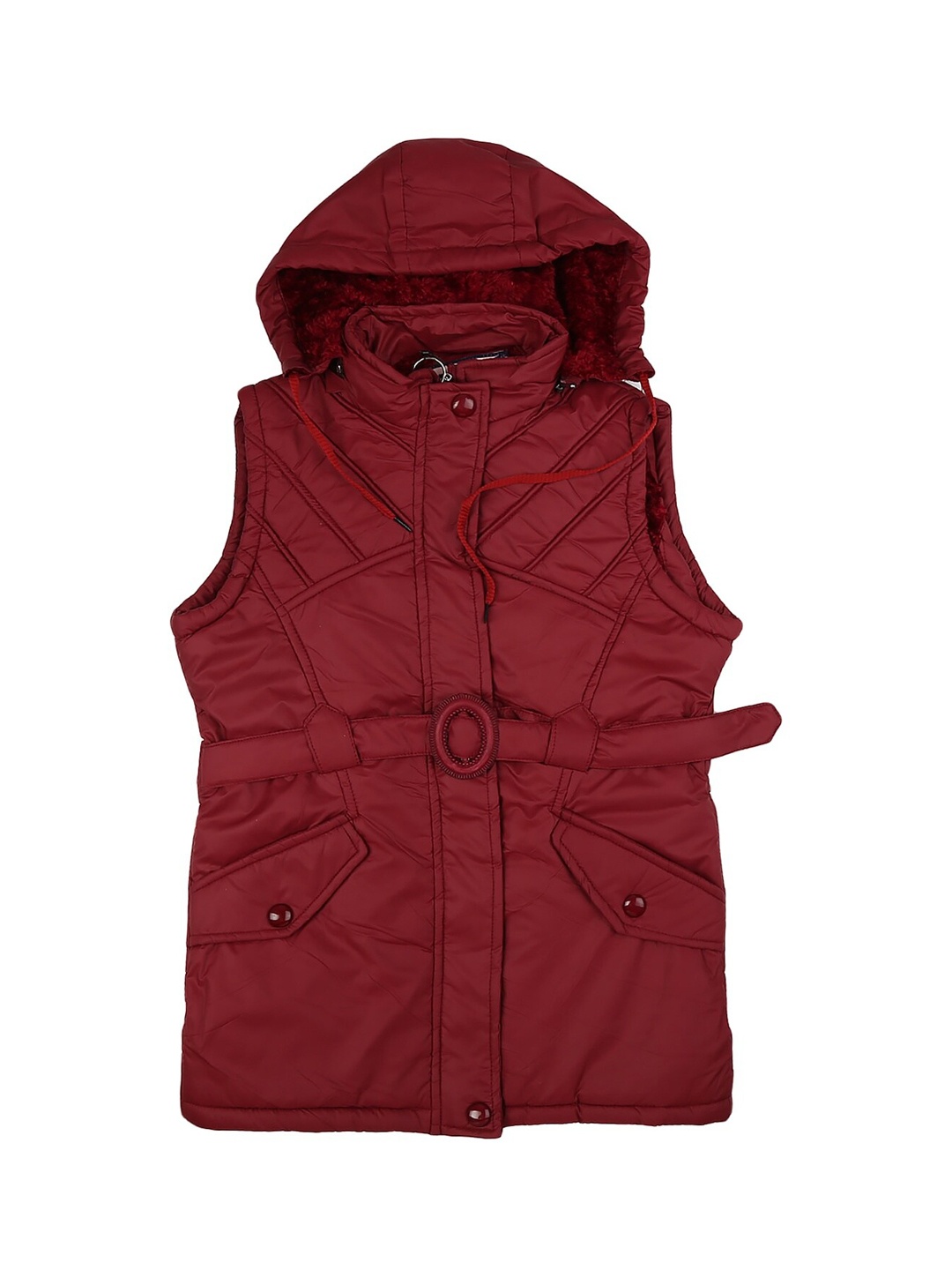

V-Mart Girls Maroon Acrylic Lightweight Longline Quilted Jacket