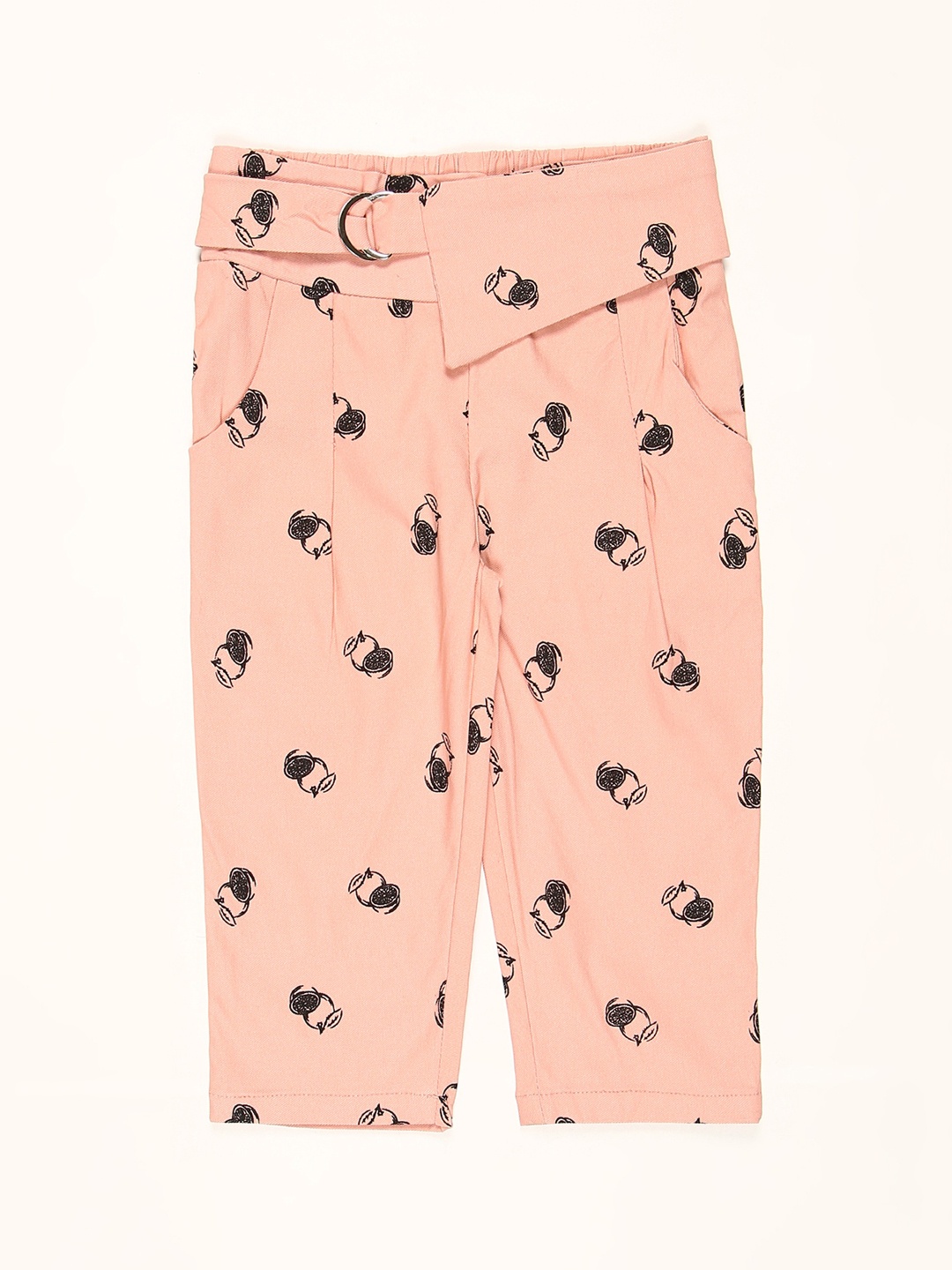 

V2 Value & Variety Girls Pink & Black Printed Capris