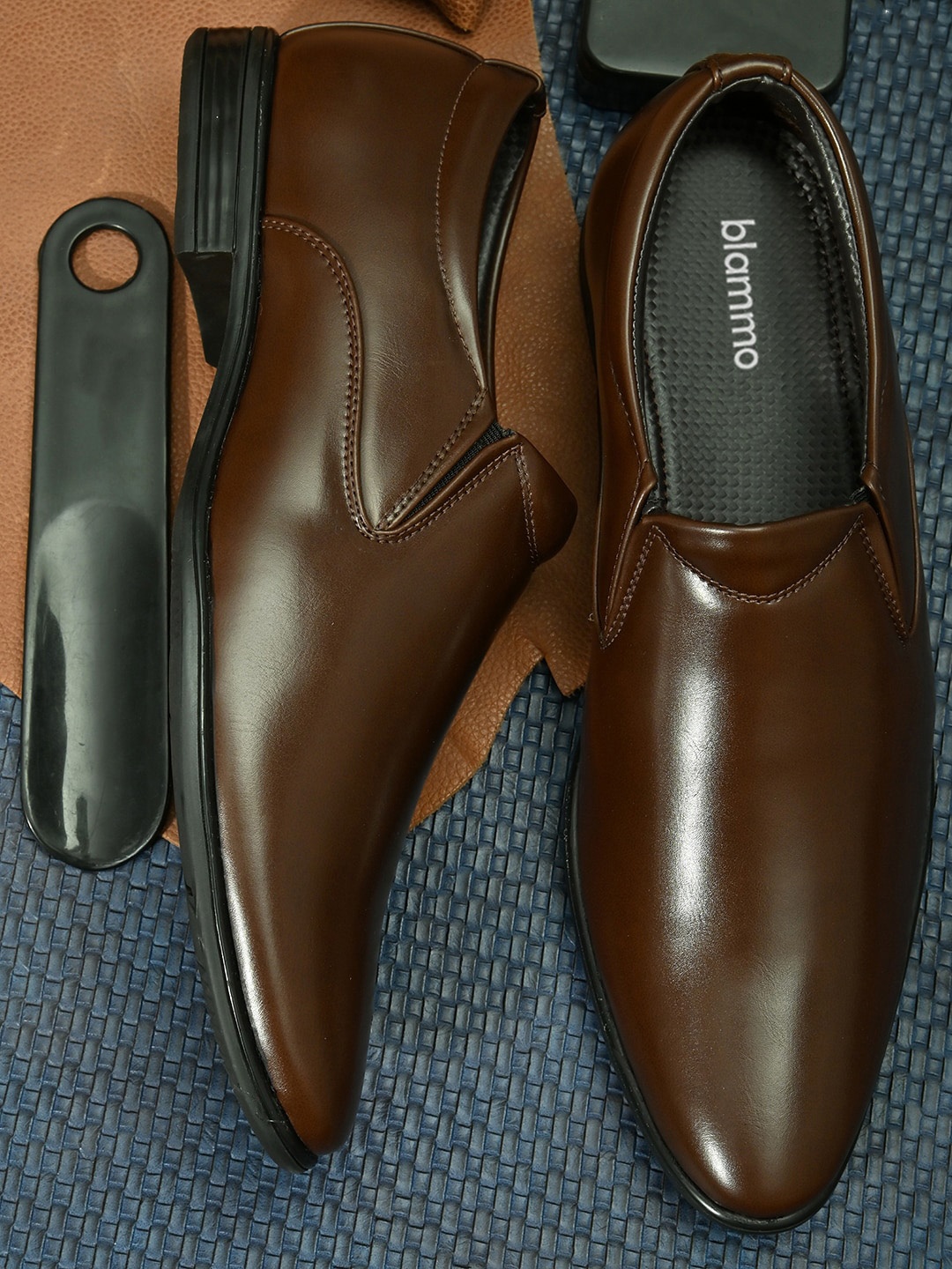 

Blammo Men Brown Solid Formal Slip-Ons Shoes