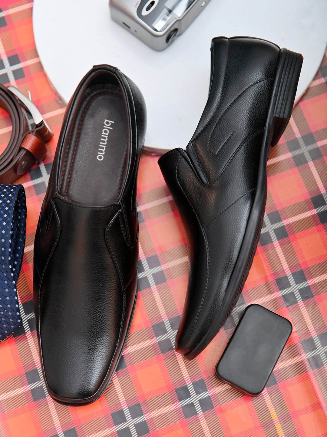 

Blammo Men Black Solid Formal Slip-On Shoes