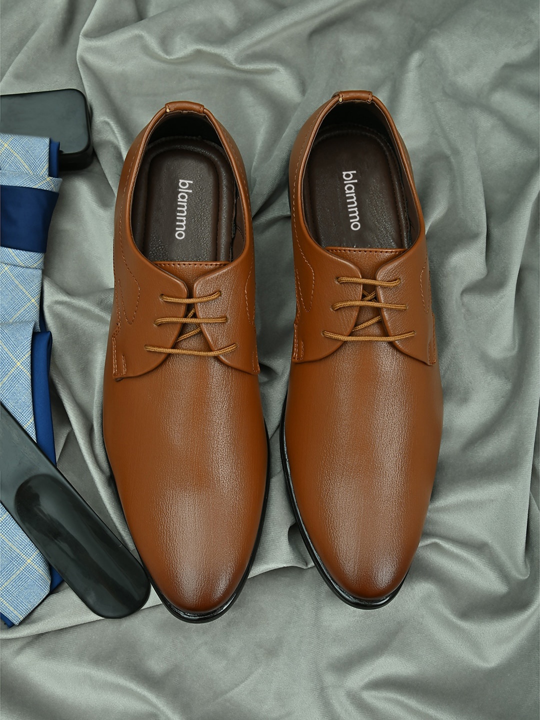 

Blammo Men Tan-Brown Solid Formal Derbys