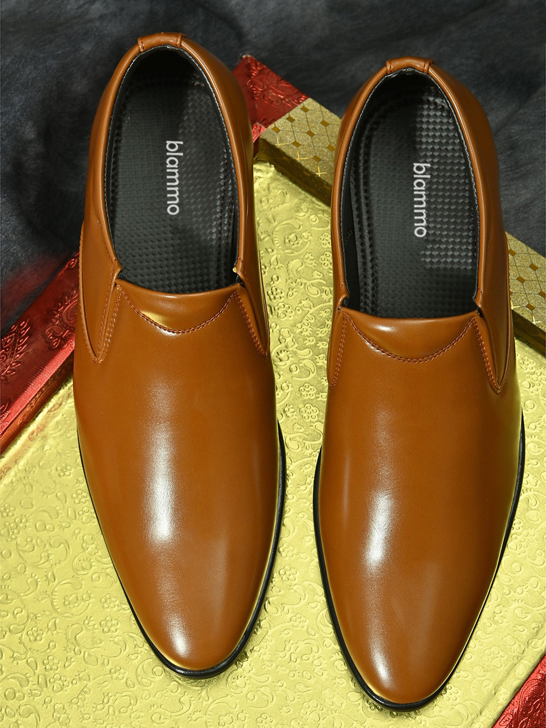 

Blammo Men Tan Brown Solid Formal Slip On Shoes