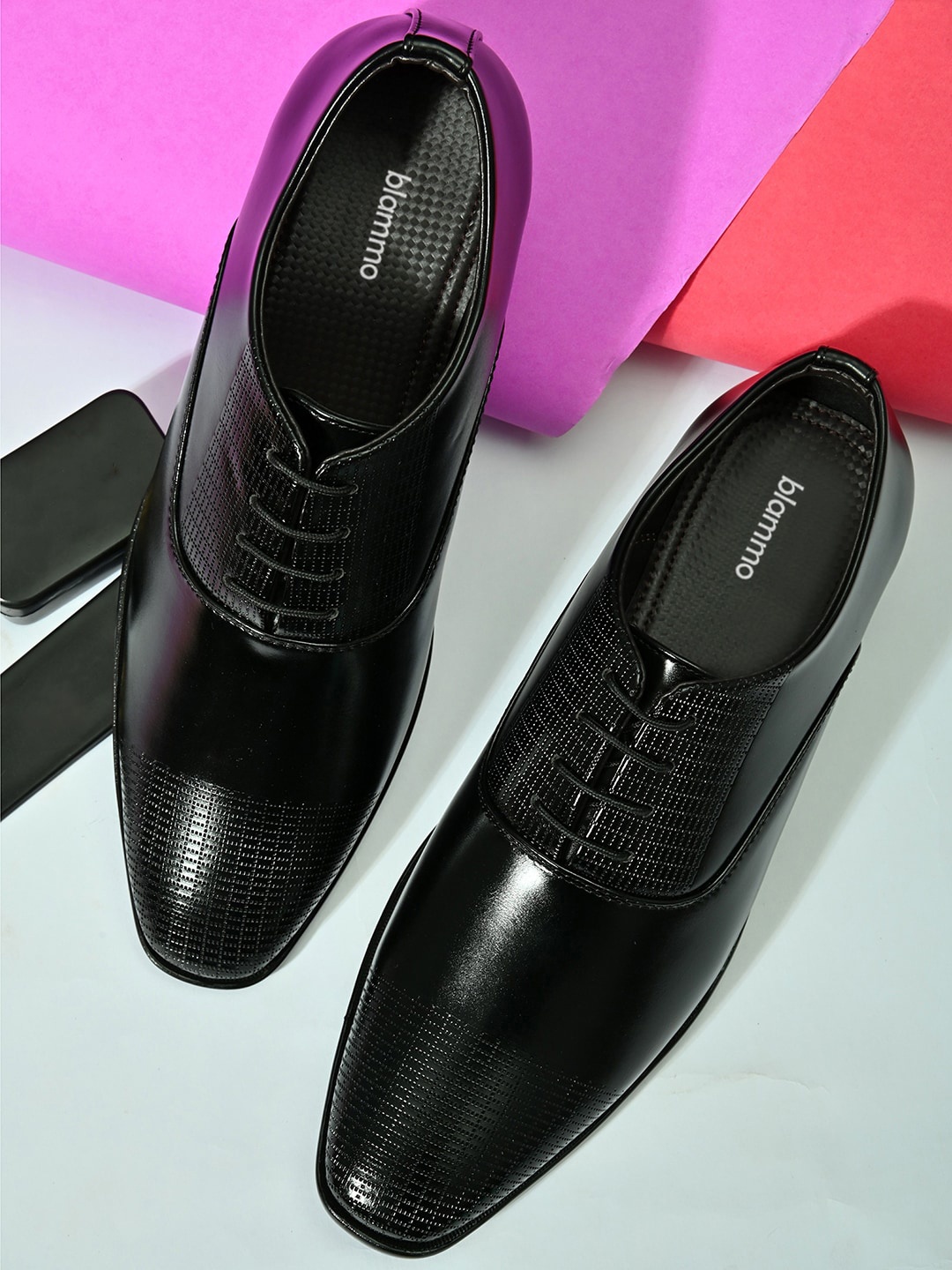

Blammo Men Black Solid Formal Oxfords