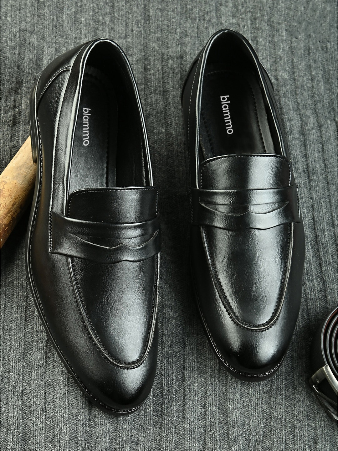 

Blammo Men Black Solid Formal Slip On Shoes