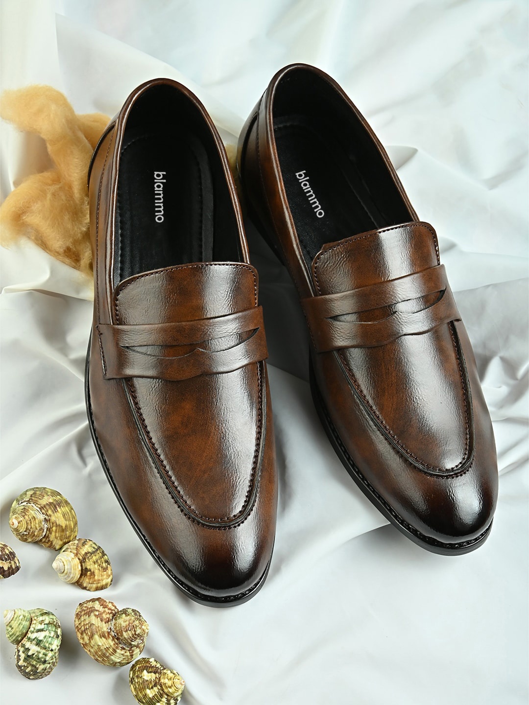

Blammo Men Brown Textured Formal Slip-On Shoes