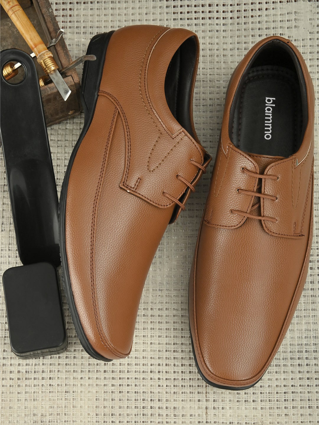 

Blammo Men Tan-Colored Solid Debrys Formal Shoes