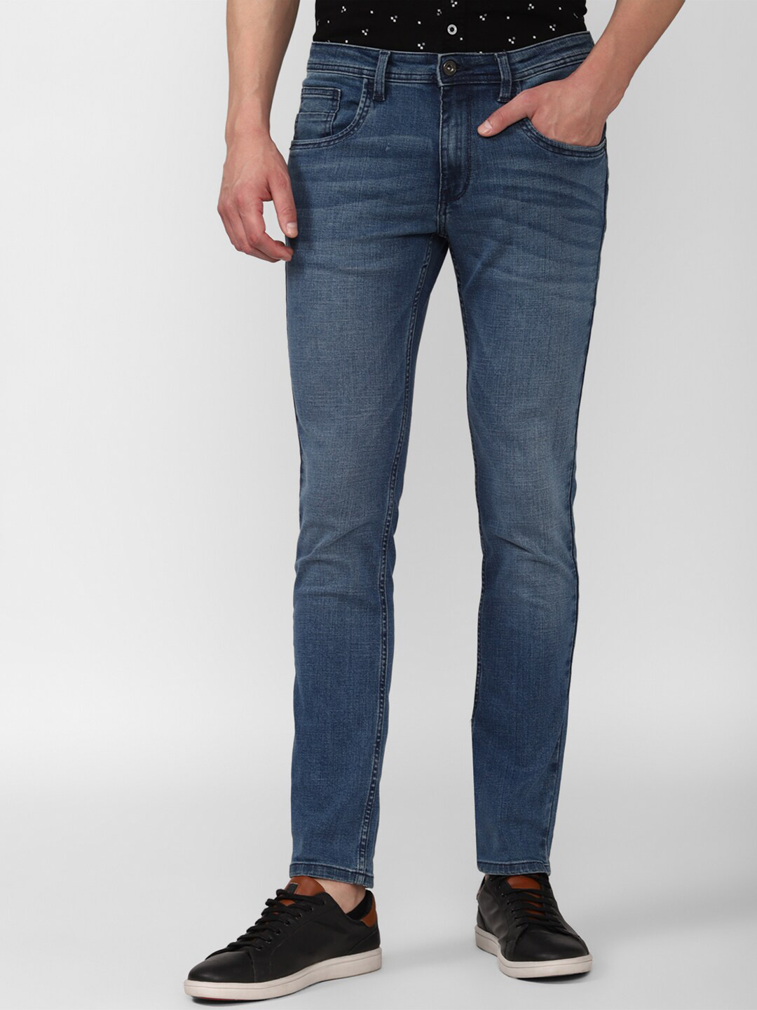 

VAN HEUSEN DENIM LABS Men Navy Blue Skinny Fit Heavy Fade Cotton Jeans