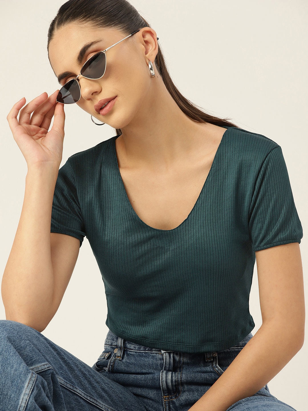 

DressBerry Teal Striped Top