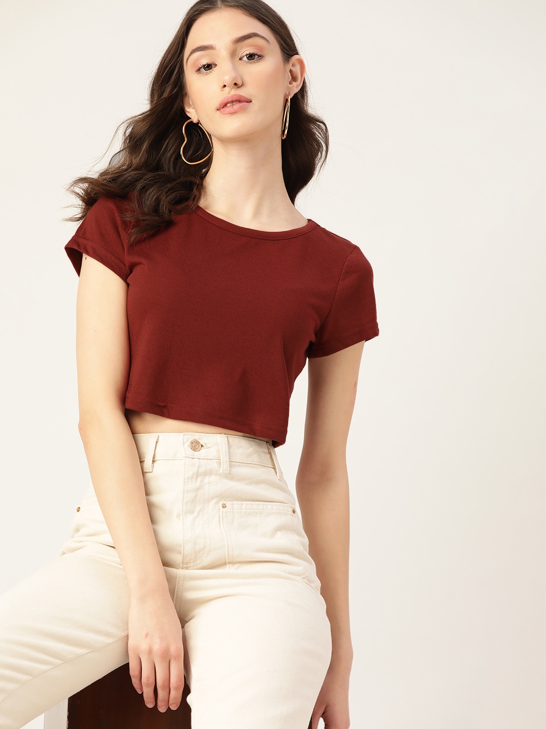 

DressBerry Women Cropped T-shirt, Maroon