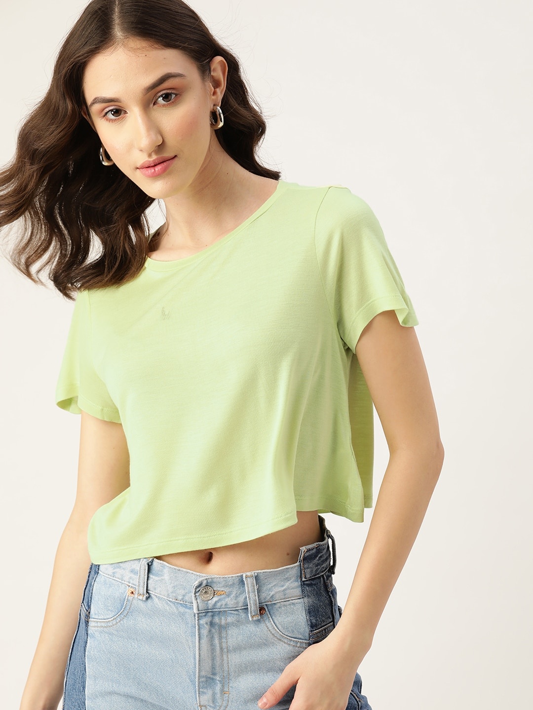 

DressBerry Women Mint Green Solid Regular Fit T-shirt