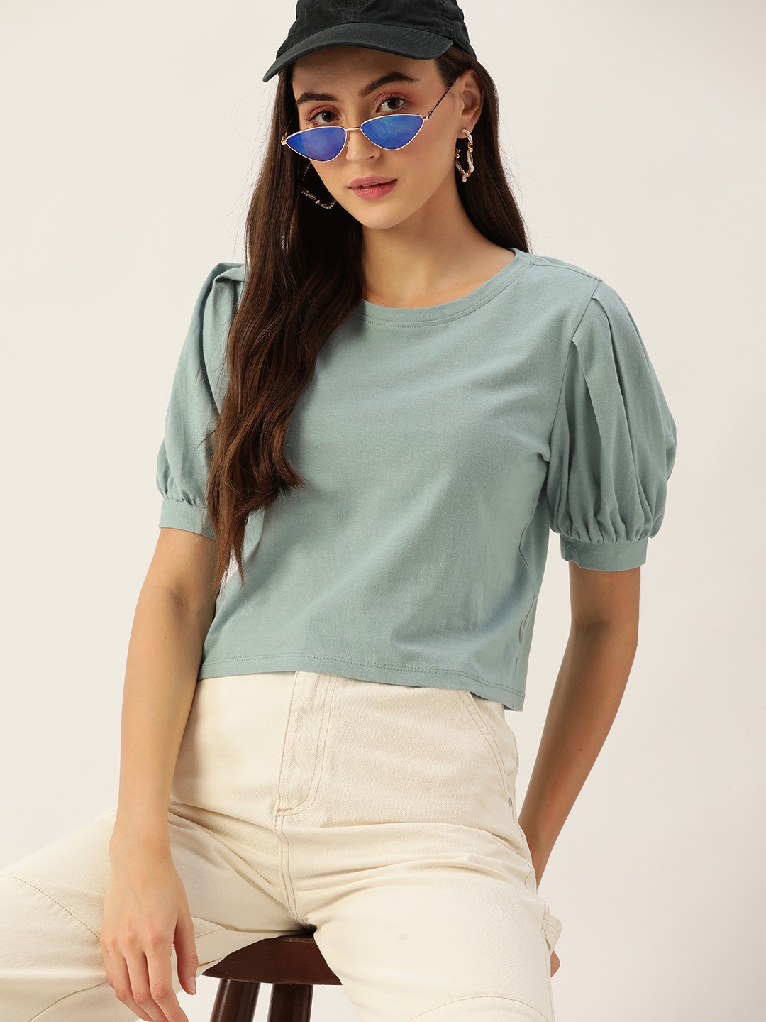 

DressBerry Blue Pure Cotton Solid Top