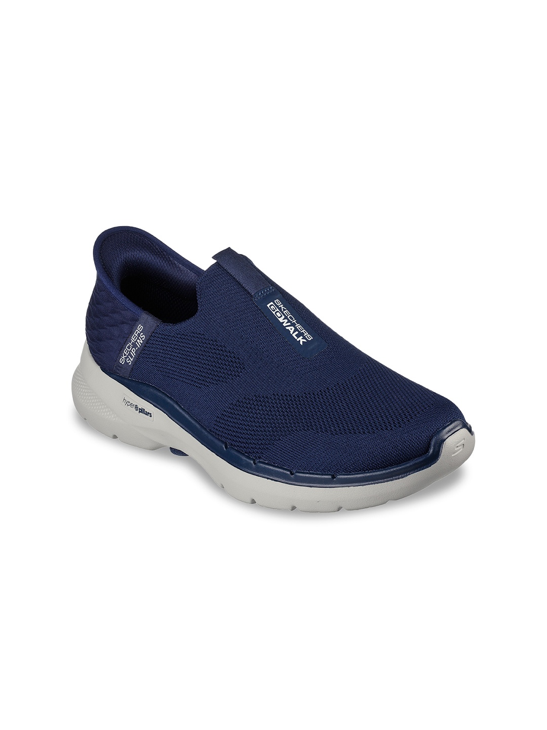 

Skechers Men Navy Blue Mesh High-Top Walking Non-Marking Shoes
