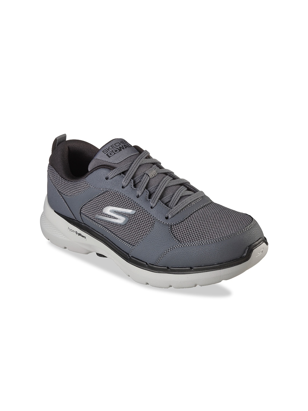 

Skechers Men Charcoal Mesh Walking Non-Marking Shoes