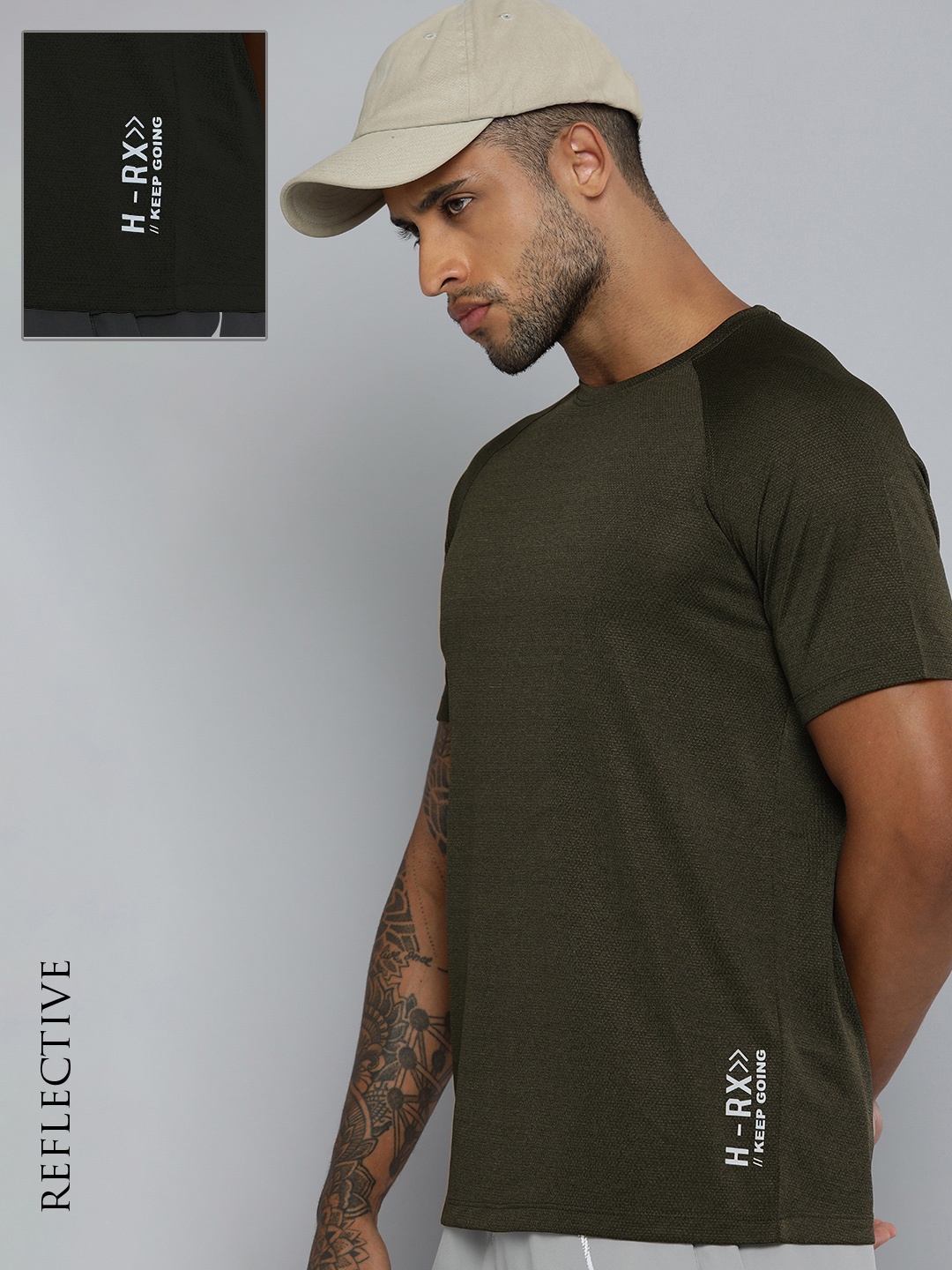 

HRX by Hrithik Roshan Men Olive Green Rapid Dry T-shirt