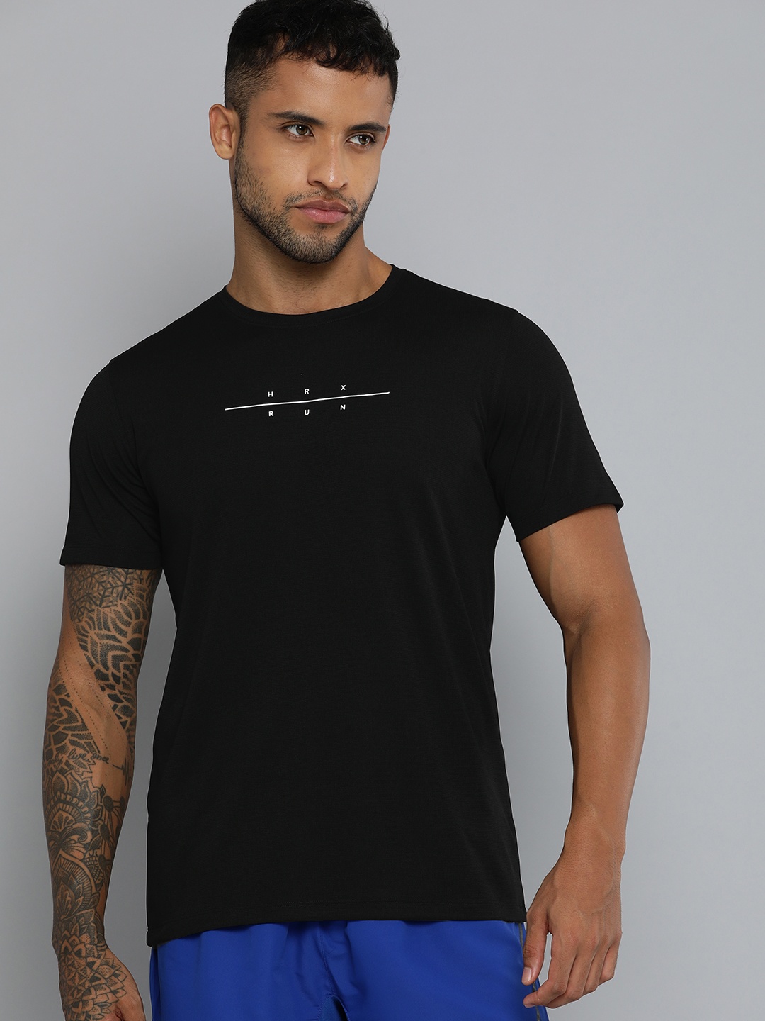 

HRX by Hrithik Roshan Men Black Rapid Dry T-shirt