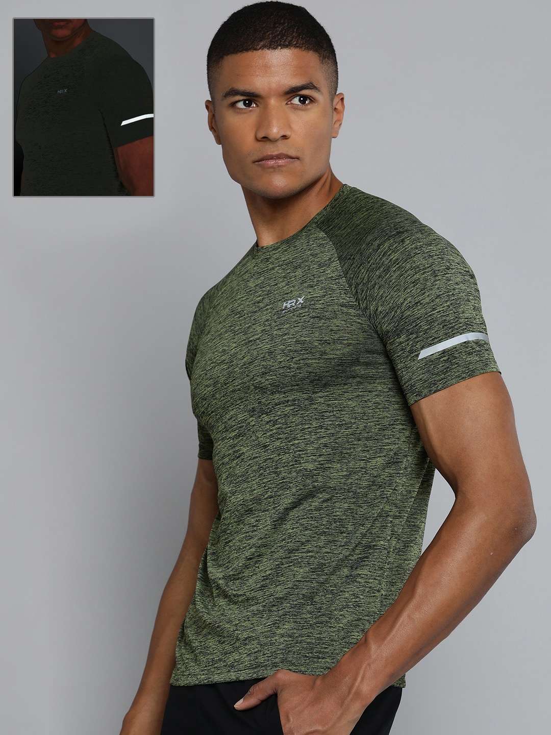 

HRX by Hrithik Roshan Men Olive Green Rapid Dry T-shirt