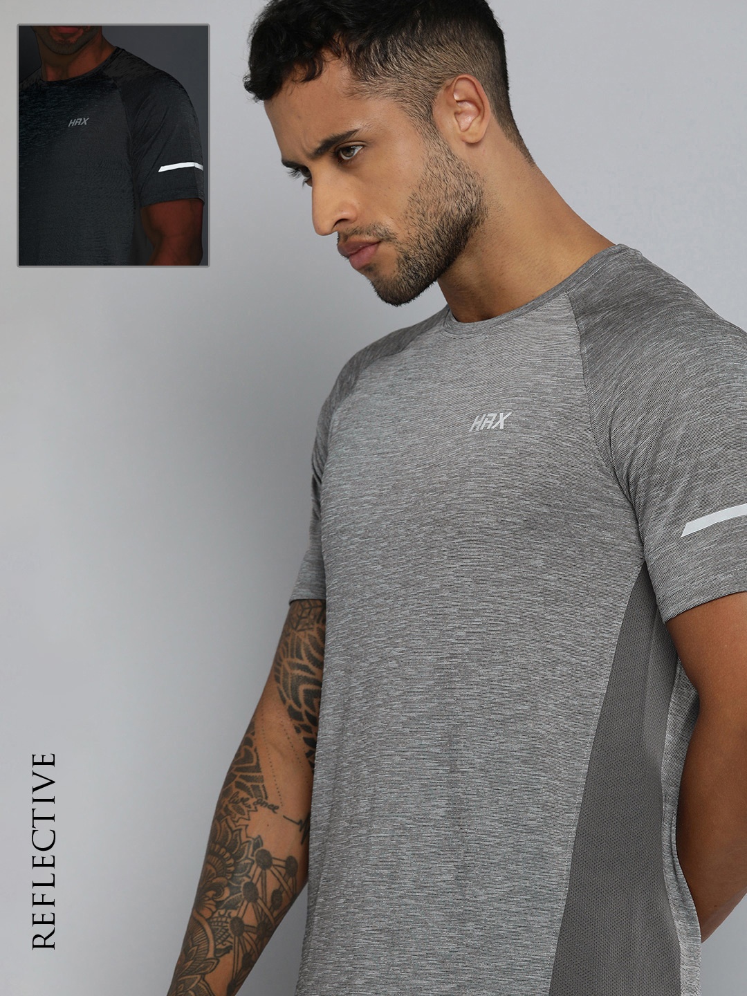 

HRX by Hrithik Roshan Men Grey Rapid Dry T-shirt