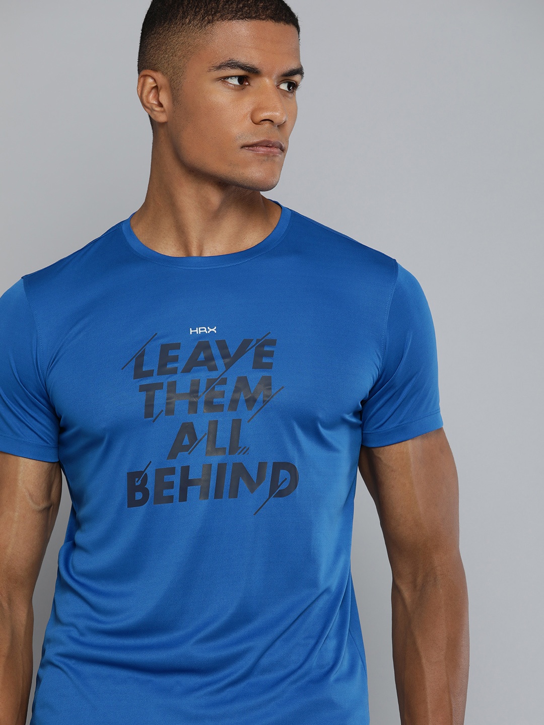 

HRX by Hrithik Roshan Men Blue Typography Printed Rapid Dry T-shirt