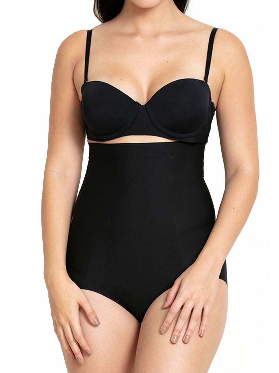 

HSR Women Black Solid High Waist Shapewear with Anti Rolling Strip Tummy Control Tucker