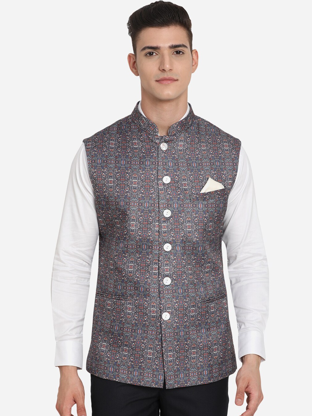 

JB STUDIO Men Multicoloured Floral Leather Jacket with Embroidered, Multi