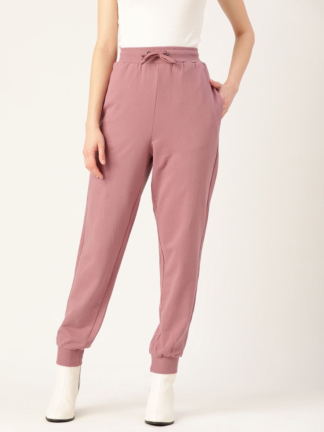 

DressBerry Women Pure Cotton Solid Joggers, Rose
