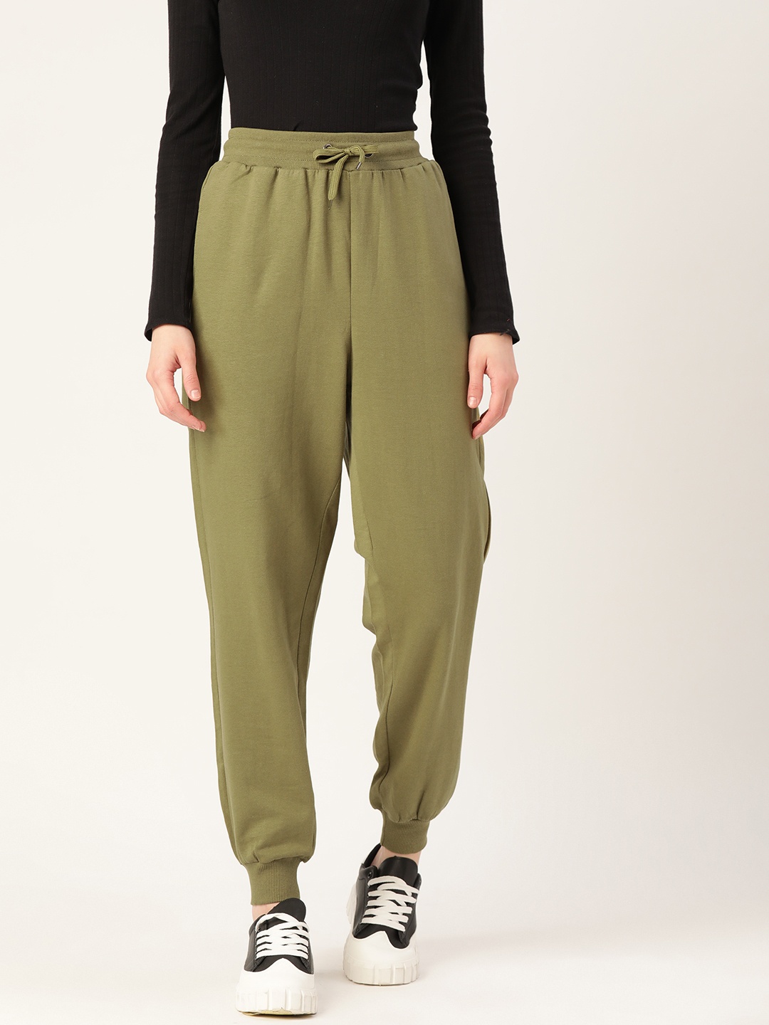 

DressBerry Women Pure Cotton Solid Joggers, Olive
