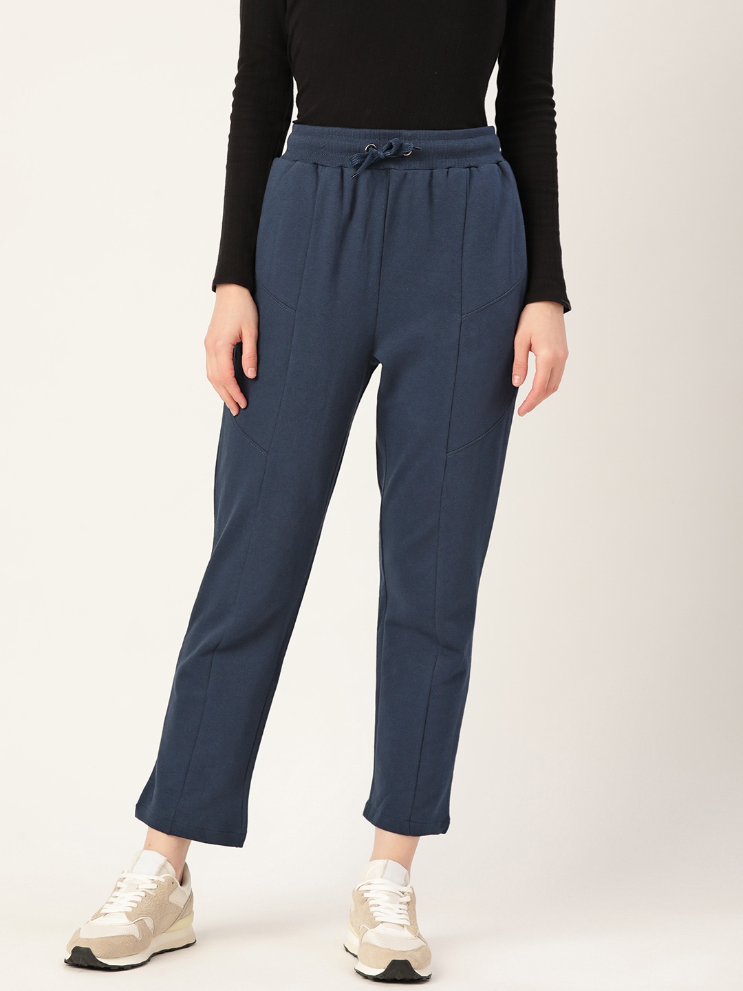 

DressBerry Women Solid Pure Cotton Track Pants, Navy blue