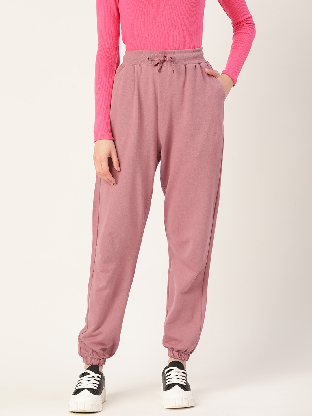 

DressBerry Women Pure Cotton Solid Joggers, Mauve
