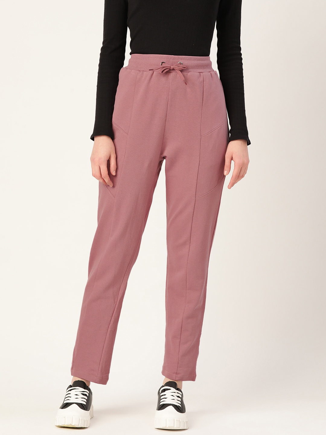 

DressBerry Women Solid Pure Cotton Track Pants, Mauve