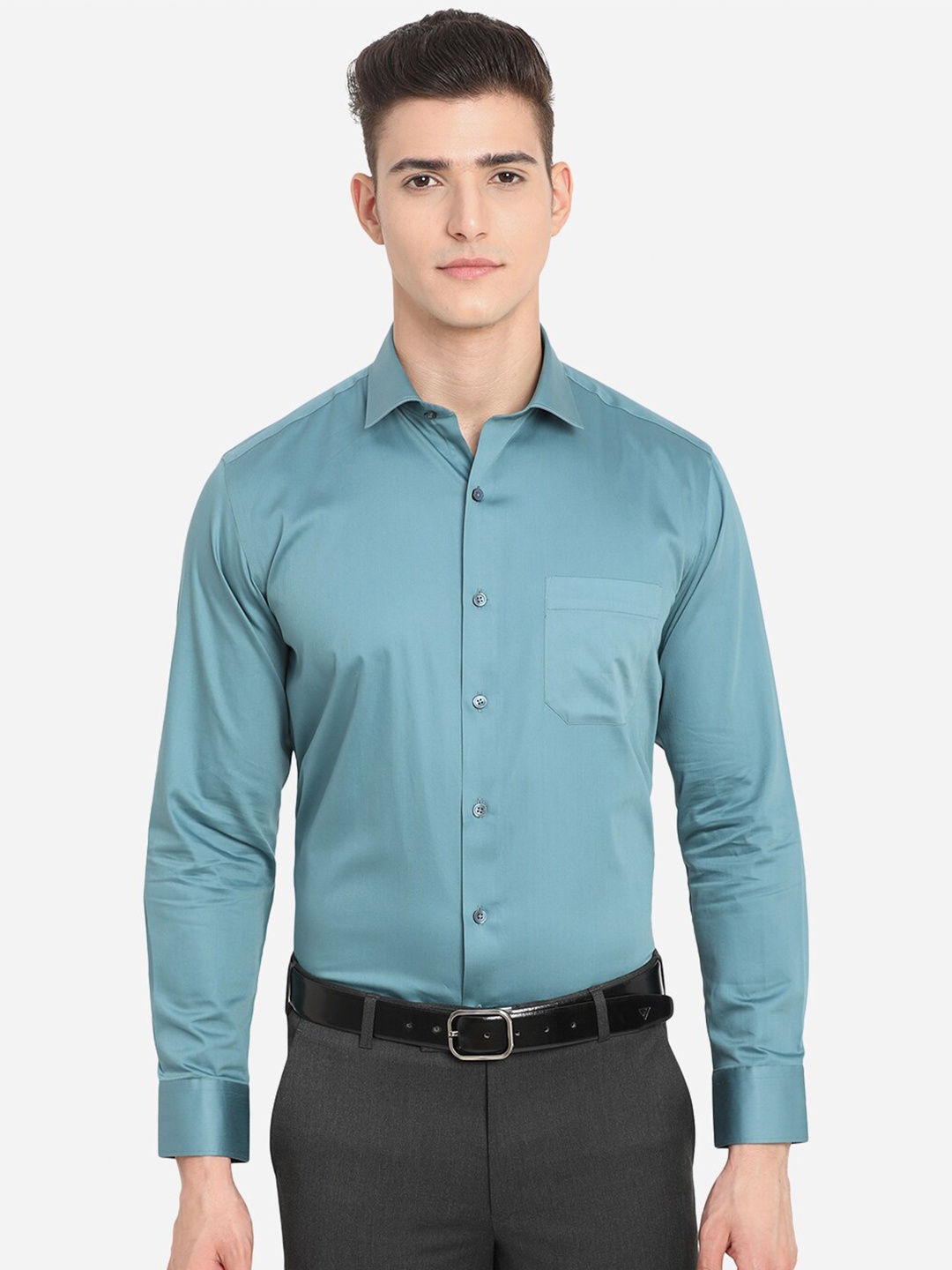 

Greenfibre Men Blue Custom Slim Fit Formal Shirt