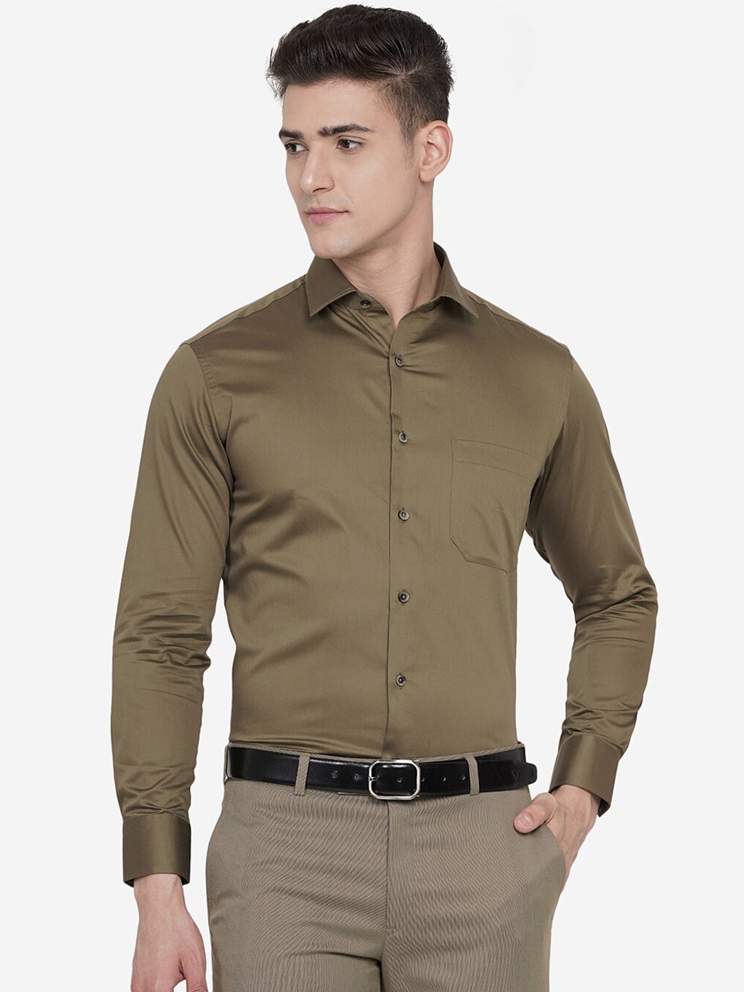

Greenfibre Men Brown Custom Slim Fit Formal Shirt