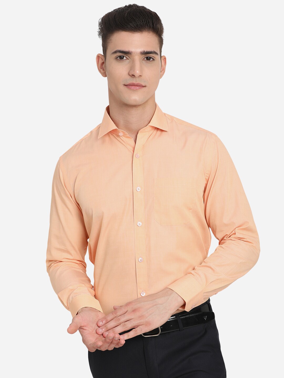 

JADE BLUE Men Orange Custom Casual Shirt