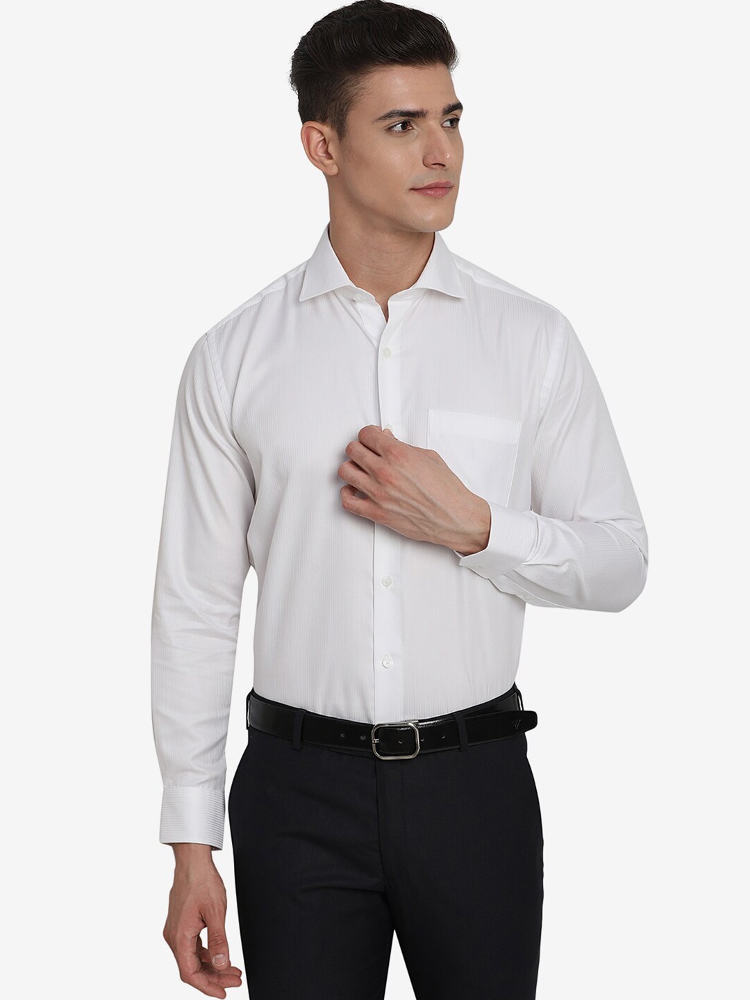 

JADE BLUE Men White Custom Casual Shirt