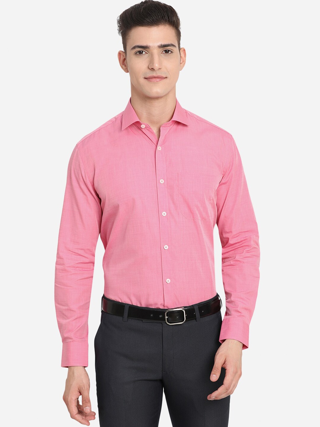 

JADE BLUE Men Pink Custom Casual Shirt