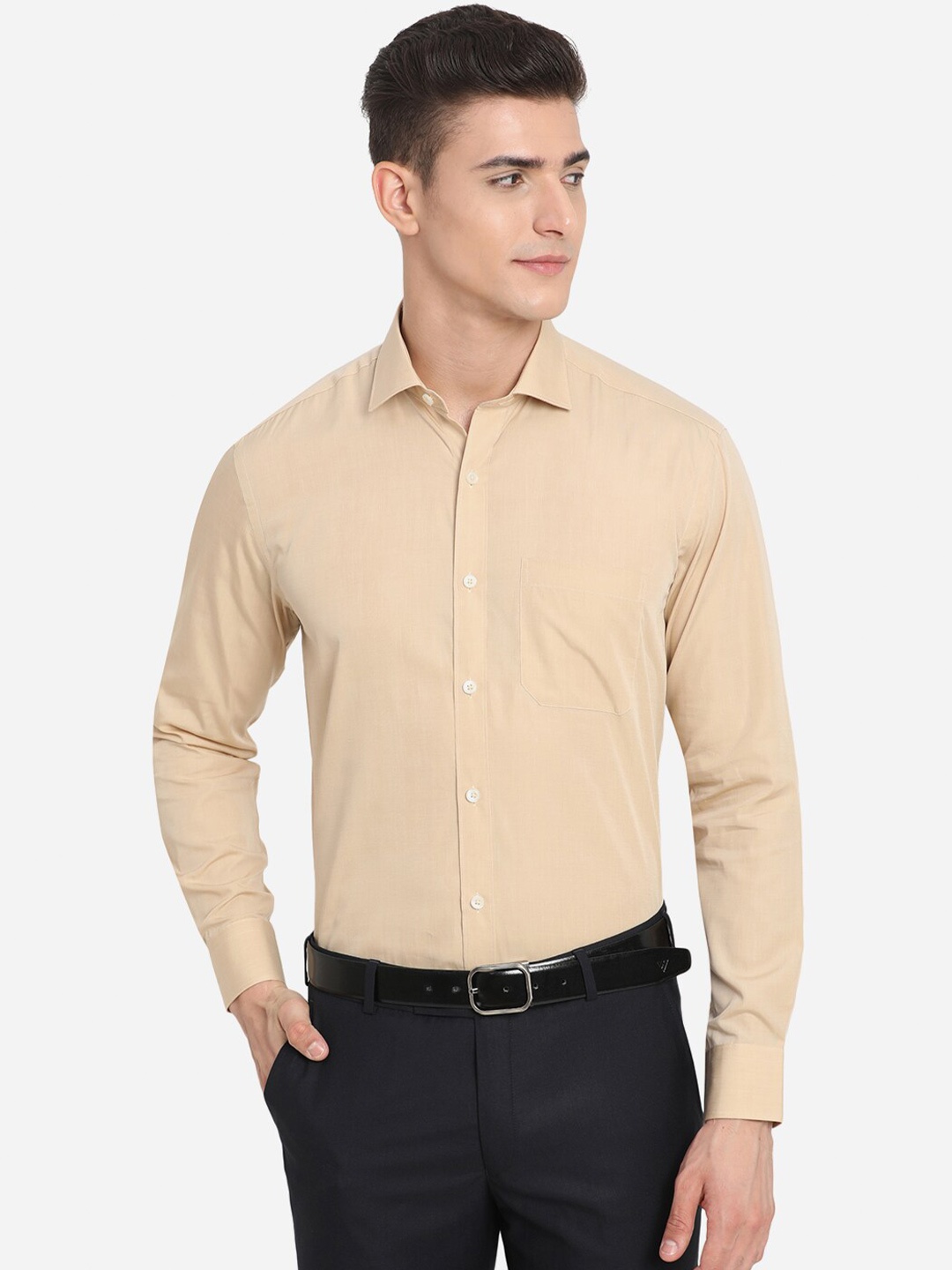 

JADE BLUE Men Beige Custom Formal Shirt