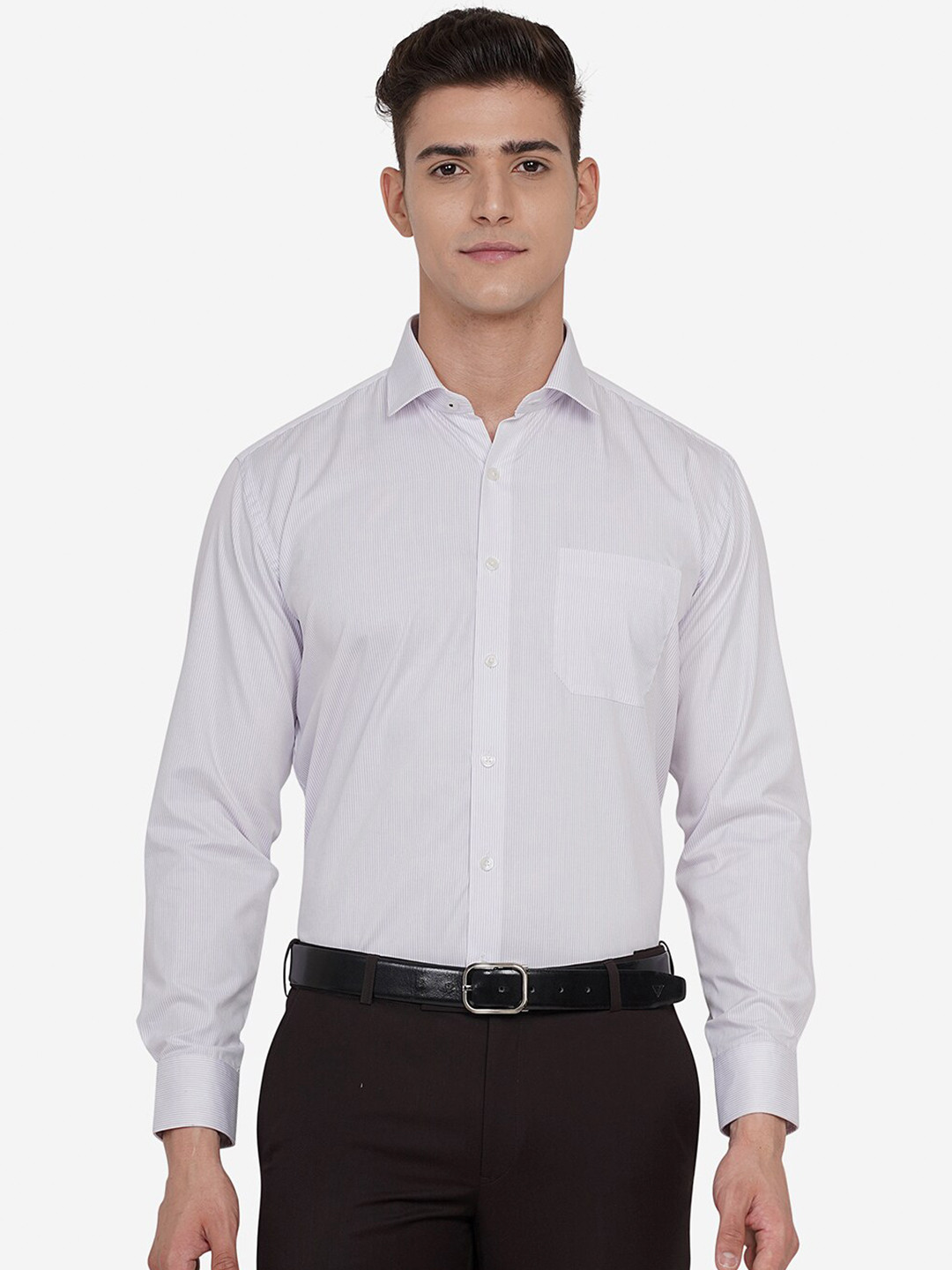 

JADE BLUE Men's Striped White Printed Casual Shirt