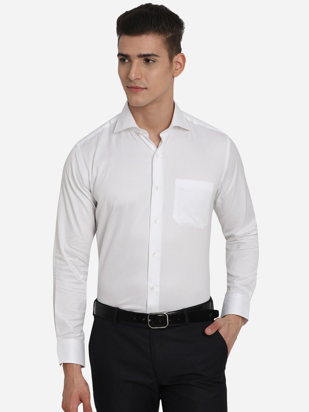 

JADE BLUE Men White Custom Casual Shirt