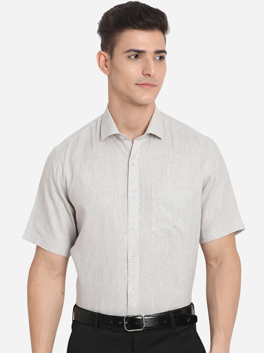 

JADE BLUE Men Beige Custom Regular Fit Solid Casual Shirt