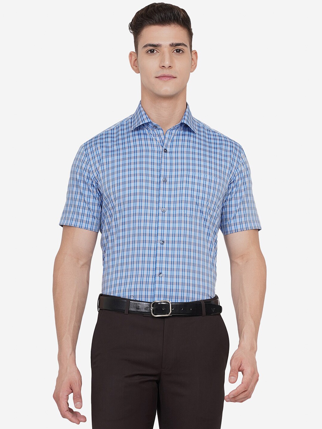 

JADE BLUE Men Blue Custom Checked Casual Shirt